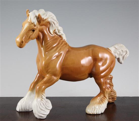 A Beswick Palomino cantering Shire horse, model 955, height 21cm